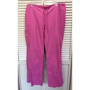 SB Scrubs Pink‎ Drawstring/Elastic Waist High Rise Scrub Pants Pockets Straight